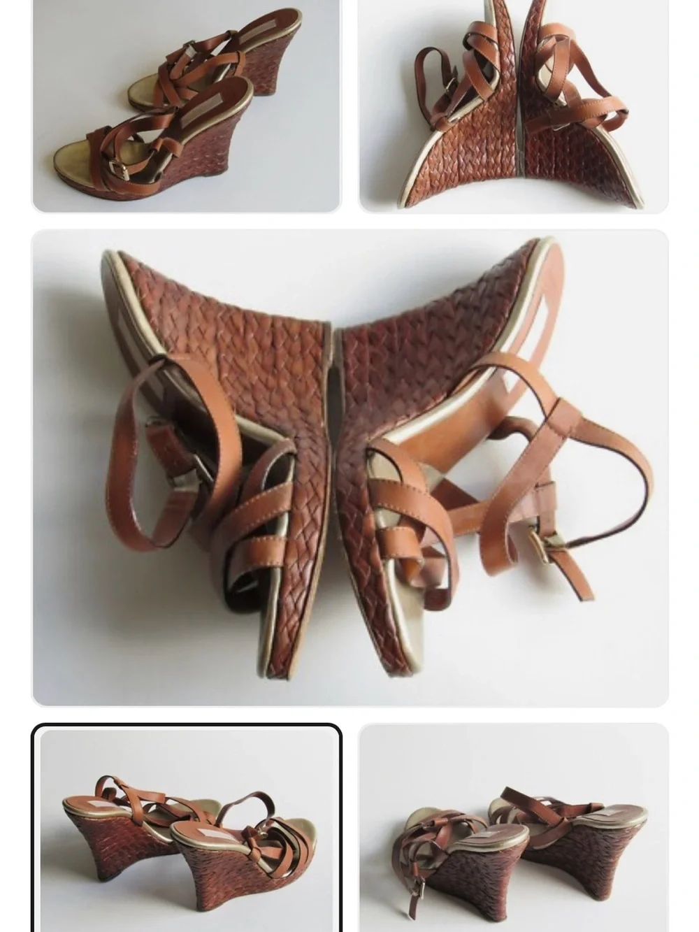 Michael Kors Tan Brown Woven Wedge Sandals